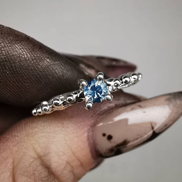 Silver Signature Ring With Sapphire