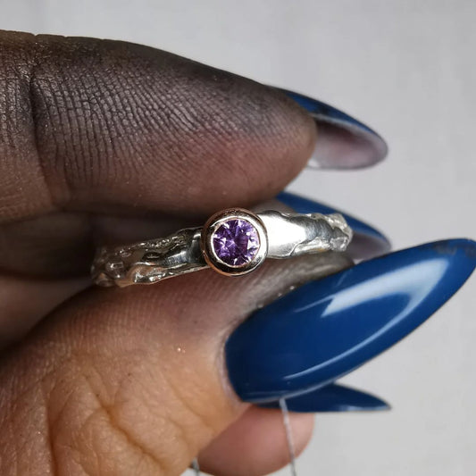 Mixed Metal Ring With Lab. Sapphire