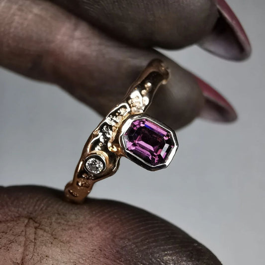 Rose Gold Spinel & Diamond Ring