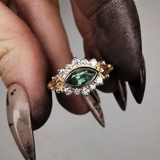 Rose Gold Signature Ring With Sapphire Lab-Grown Diamonds