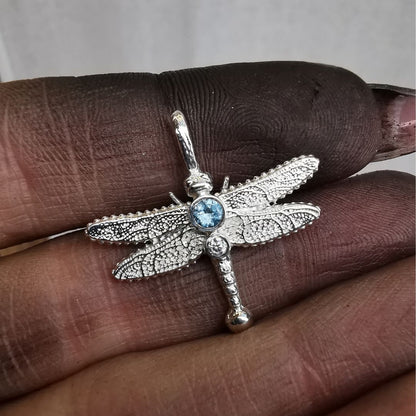 Silver Dragonfly With Different Stones & Lab. Moissanite