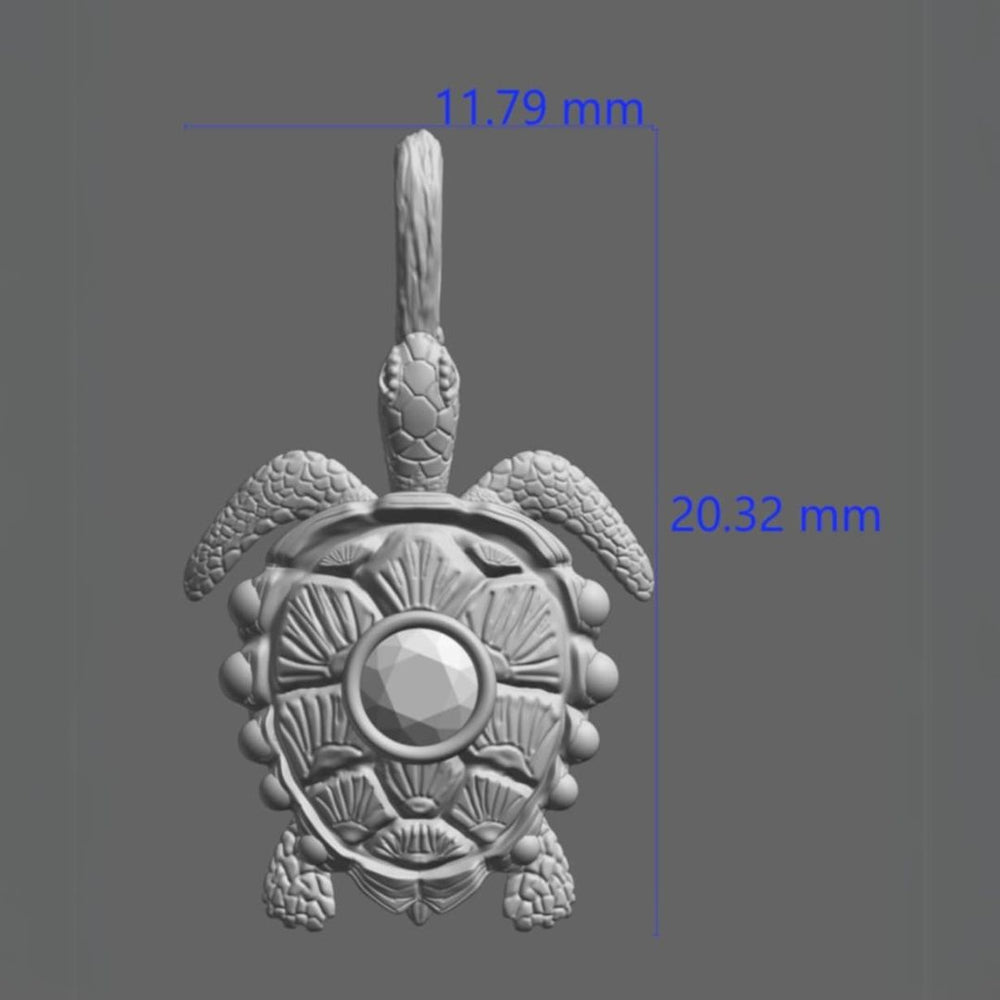 Silver Turtle Pendant With Sapphire