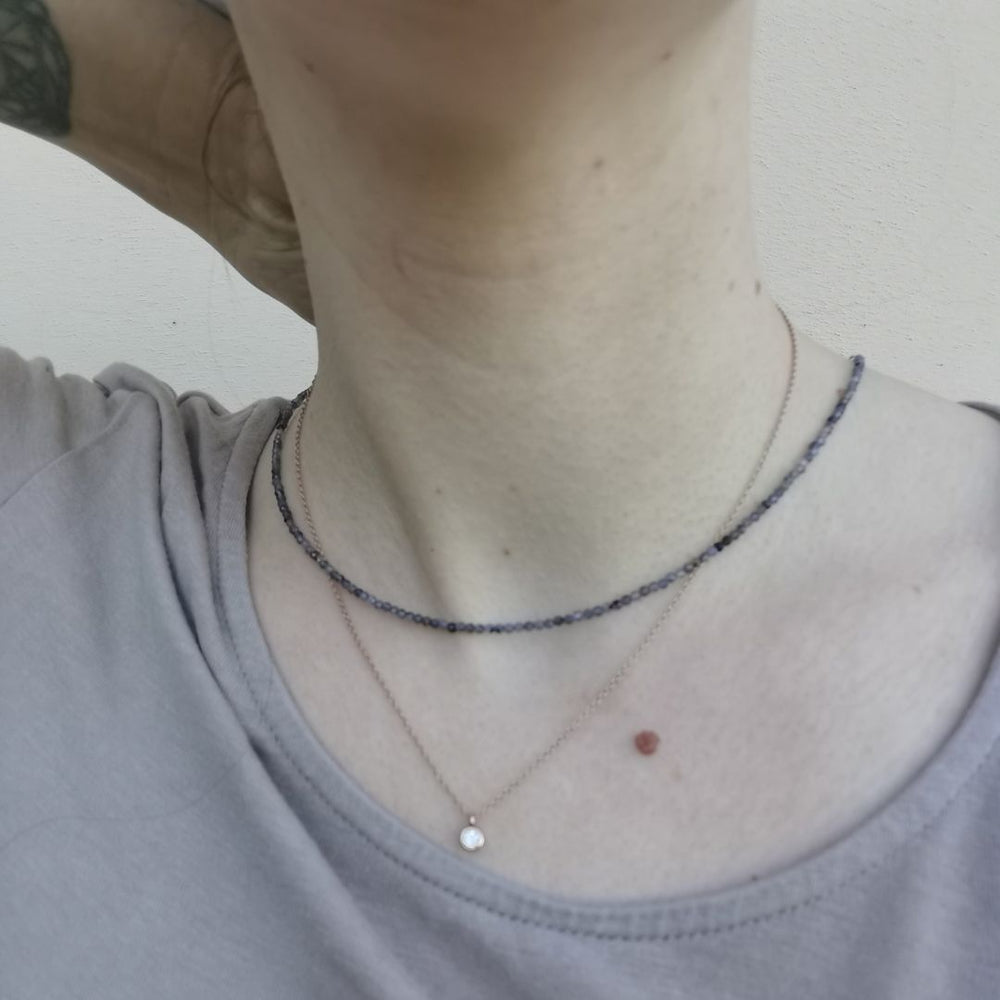Rhodium Plated Silver Necklace With Jolite