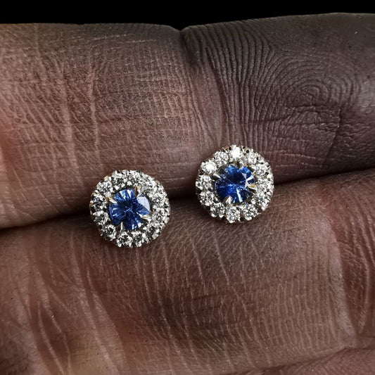 White Gold Earrings With Sapphires & Diamonds