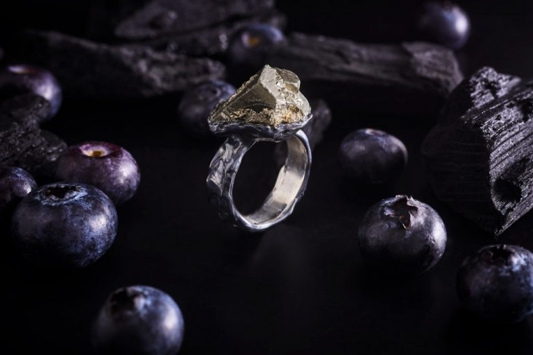 Growing Pyrite Cube Keep The Silence Jewellery Erika Kundavičiūtė